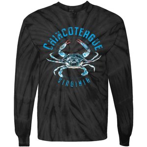 Chincoteague Virginia Blue Crab Design Tie-Dye Long Sleeve Shirt