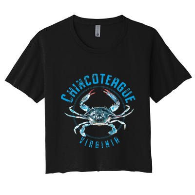 Chincoteague Virginia Blue Crab Design Crop Top