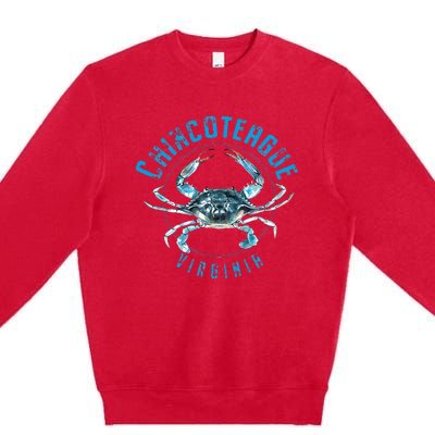 Chincoteague Virginia Blue Crab Design Premium Crewneck Sweatshirt