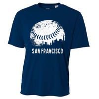 Cool Vintage Baseball San Francisco City Skyline Building SF Cooling Performance Crew T-Shirt