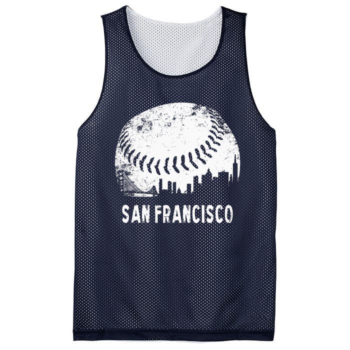 Cool Vintage Baseball San Francisco City Skyline Building SF Mesh Reversible Basketball Jersey Tank