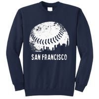 Cool Vintage Baseball San Francisco City Skyline Building SF Tall Sweatshirt