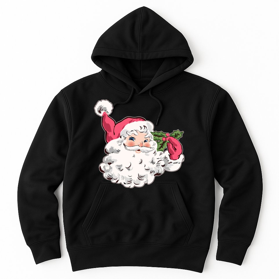 Cute Vintage Christmas Santa Claus Face Hoodie