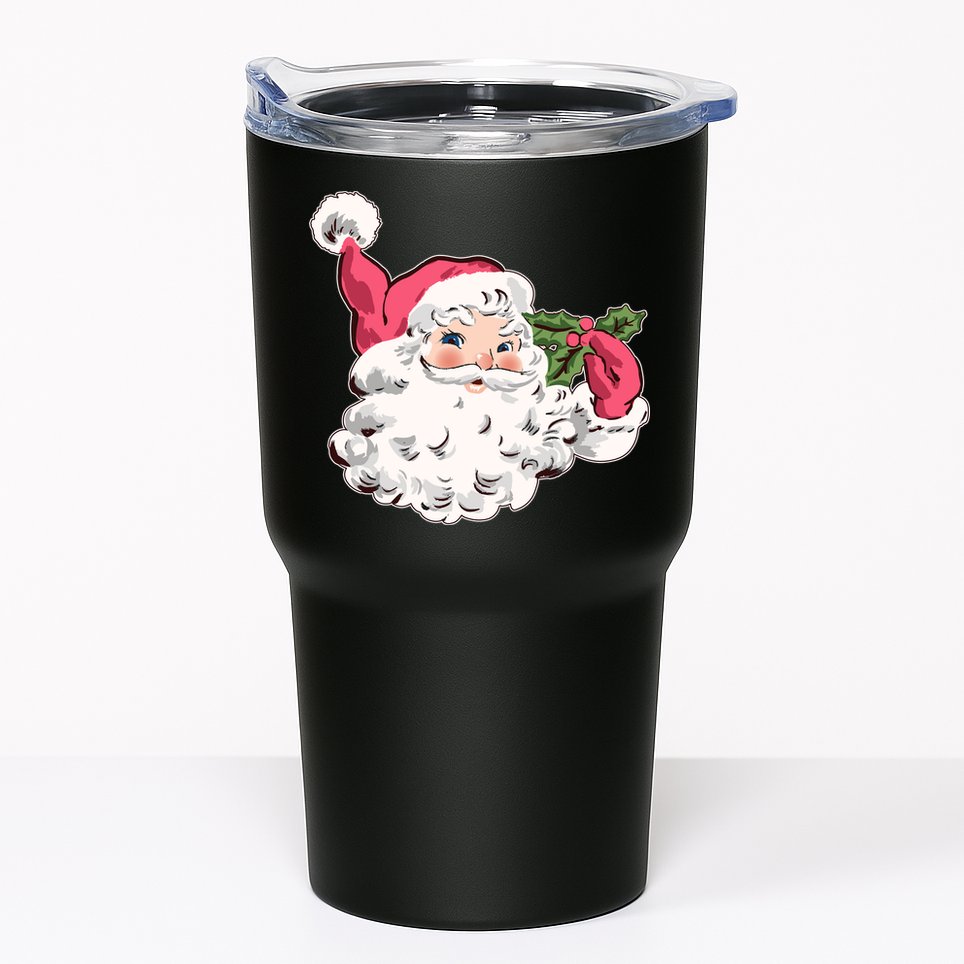 Cute Vintage Christmas Santa Claus Face Tumbler