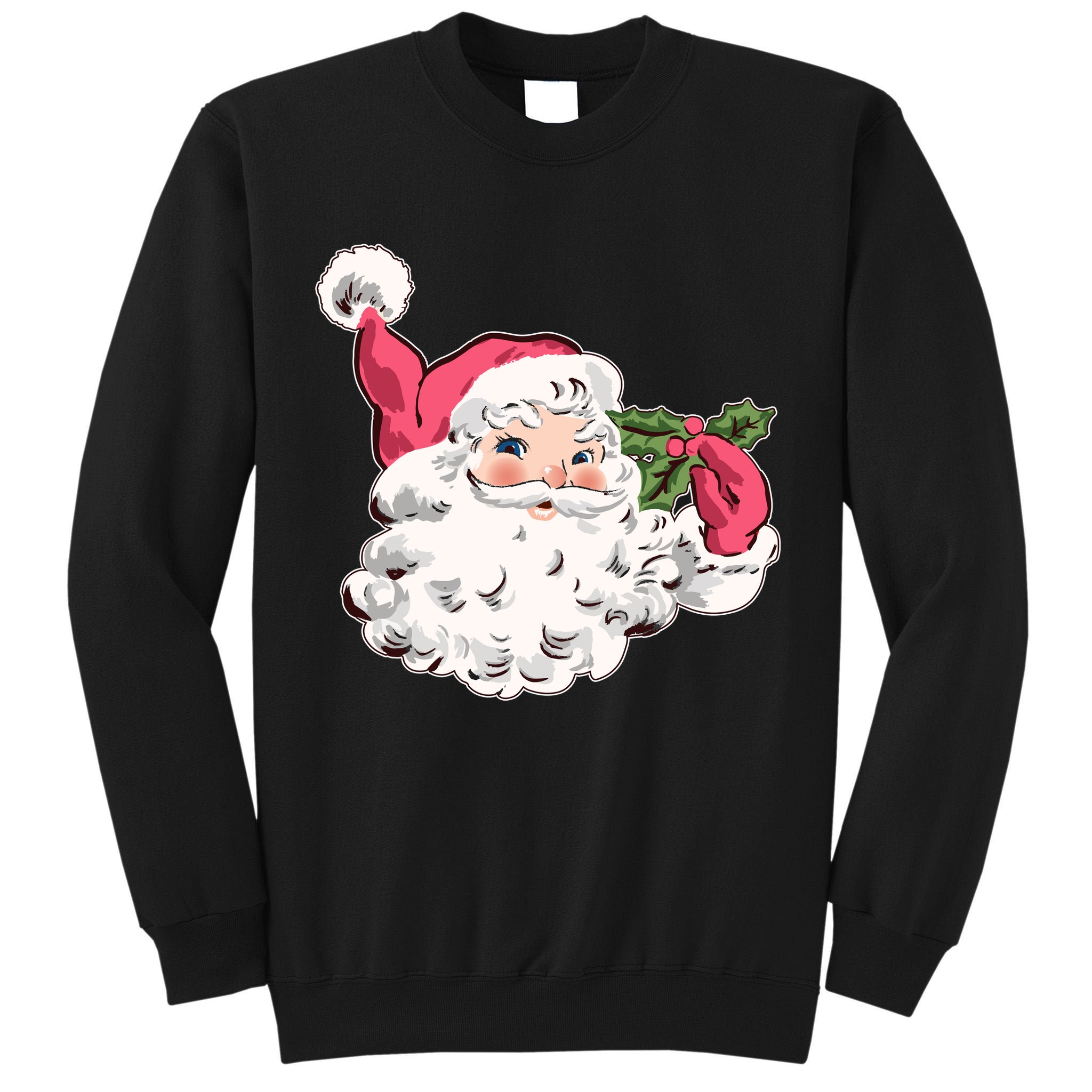 Cute Vintage Christmas Santa Claus Face Tall Sweatshirt