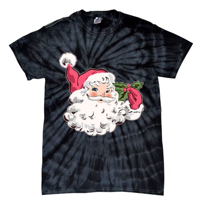 Cute Vintage Christmas Santa Claus Face Tie-Dye T-Shirt