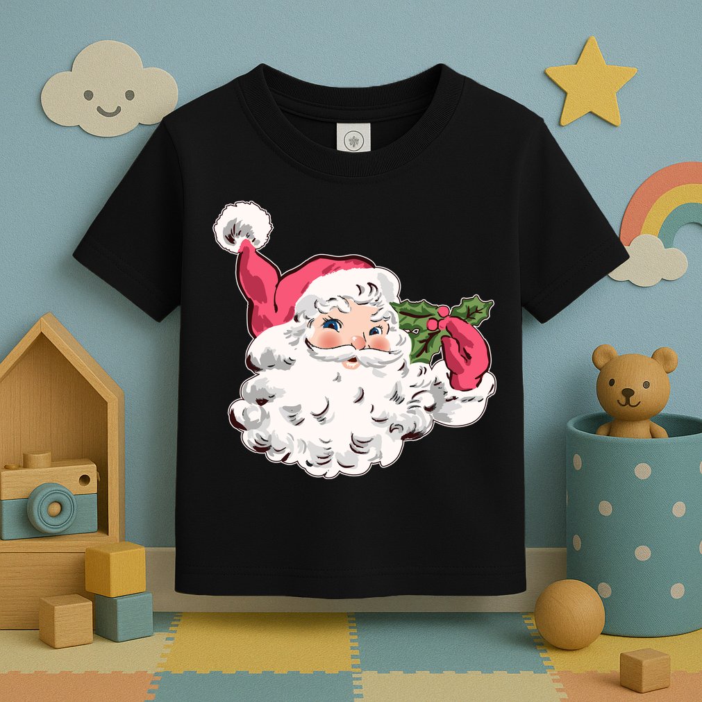 Cute Vintage Christmas Santa Claus Face Toddler T-Shirt