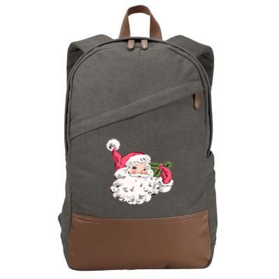 Cute Vintage Christmas Santa Claus Face Cotton Canvas Backpack