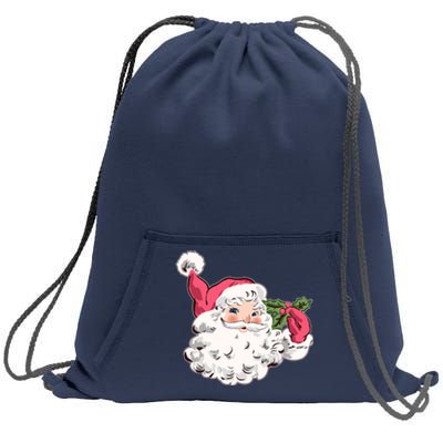 Cute Vintage Christmas Santa Claus Face Sweatshirt Cinch Pack Bag