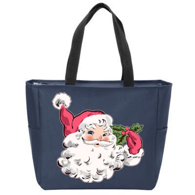 Cute Vintage Christmas Santa Claus Face Zip Tote Bag