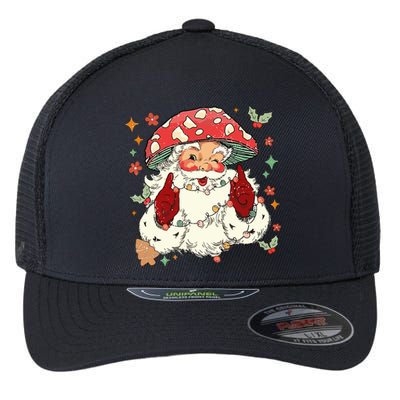 Cool Vintage Christmas Mushroom Santa Claus Face Flexfit Unipanel Trucker Cap