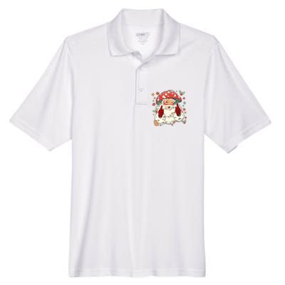 Cool Vintage Christmas Mushroom Santa Claus Face Men's Origin Performance Piqué Polo