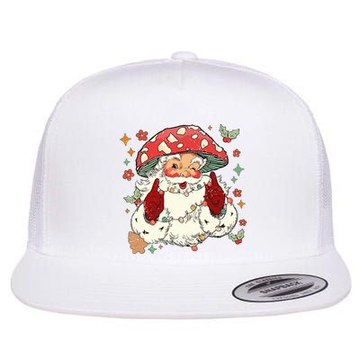 Cool Vintage Christmas Mushroom Santa Claus Face Flat Bill Trucker Hat