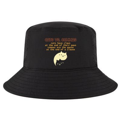 Cats Vs. Commas Funny Cat Lover Grammar Teacher School Cool Comfort Performance Bucket Hat