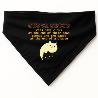 Cats Vs. Commas Funny Cat Lover Grammar Teacher School USA-Made Doggie Bandana