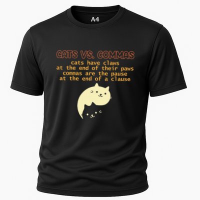 Cats Vs. Commas Funny Cat Lover Grammar Teacher School Performance Shirt