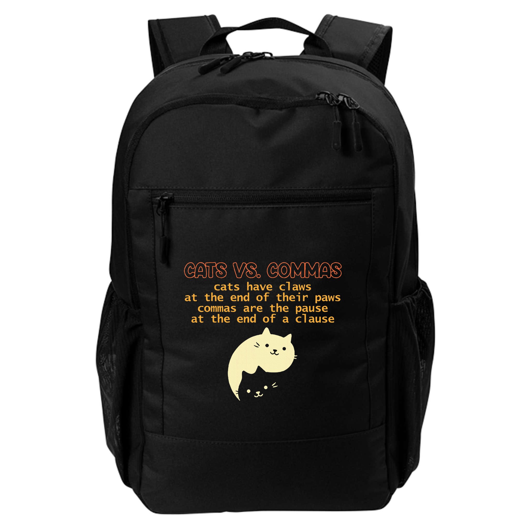 Cats Vs. Commas Funny Cat Lover Grammar Teacher School Backpack