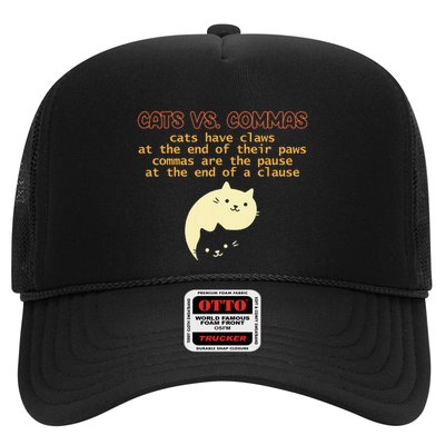 Cats Vs. Commas Funny Cat Lover Grammar Teacher School Trucker Hat