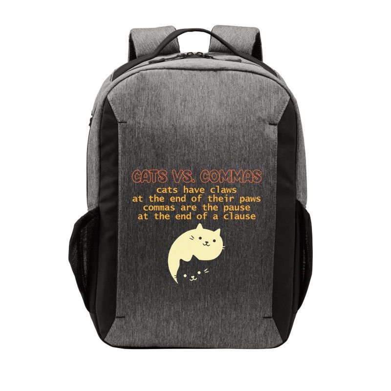 Cats Vs. Commas Funny Cat Lover Grammar Teacher School Vector Backpack