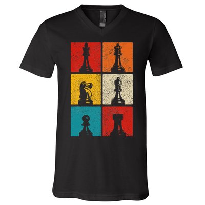 Chess Vintage Chess Master Club Chess Player V-Neck T-Shirt