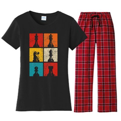 Chess Vintage Chess Master Club Chess Player Women's Flannel Pajama Set