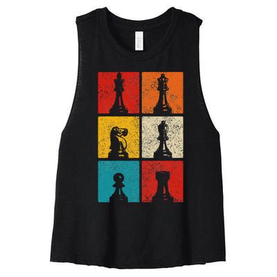 Chess Vintage Chess Master Club Chess Player Women's Racerback Cropped Tank