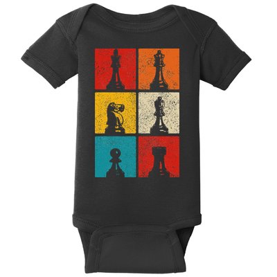 Chess Vintage Chess Master Club Chess Player Baby Bodysuit