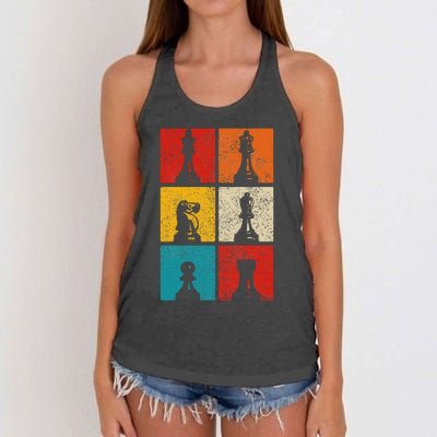 Chess Vintage Chess Master Club Chess Player Women's Knotted Racerback Tank