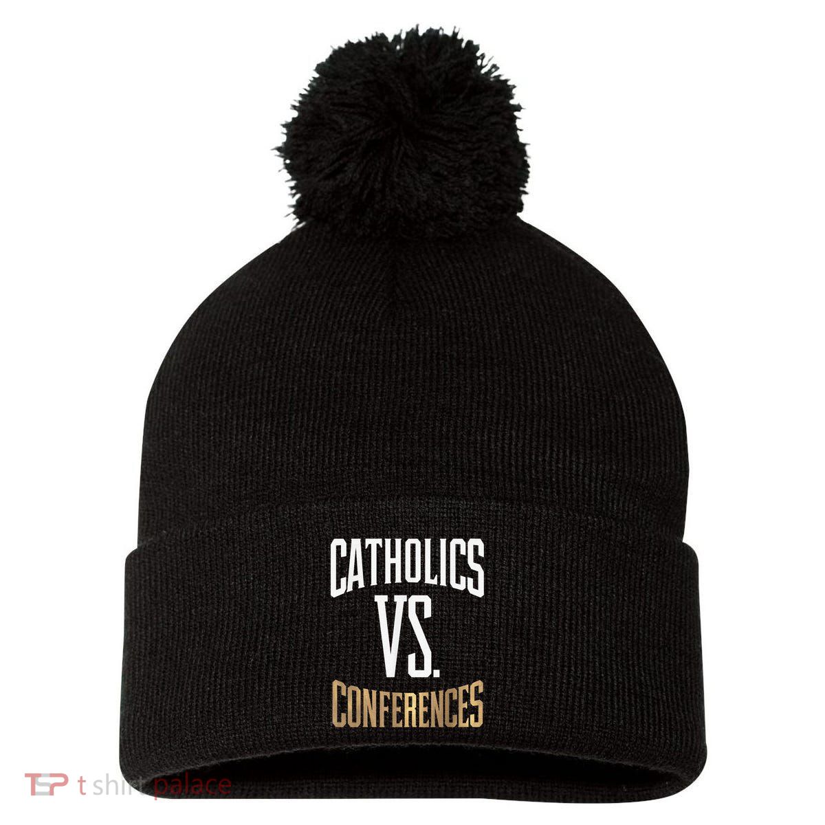 Catholics Vs Conferences Vintage Retro Style Pom Pom 12in Knit Beanie