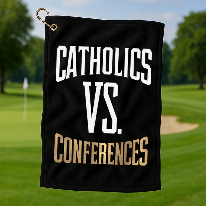 Catholics Vs Conferences Vintage Retro Style Golf Towel