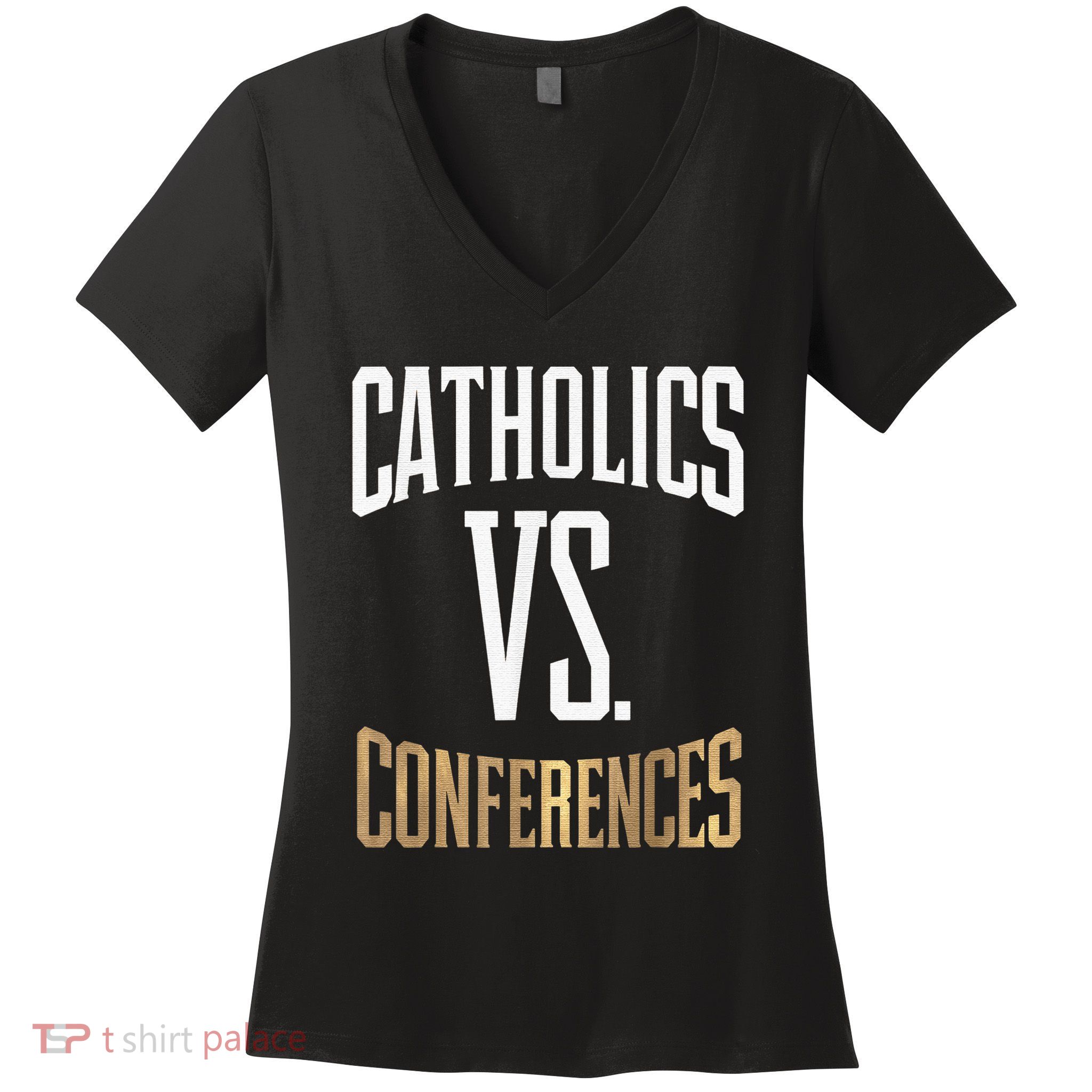 Catholics Vs Conferences Vintage Retro Style Women's V-Neck T-Shirt