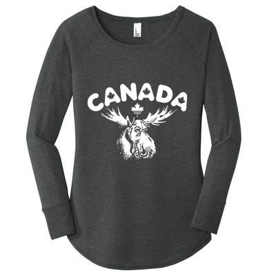 Canada Vintage Canada Flag Canadian Moose Women's Perfect Tri Tunic Long Sleeve Shirt