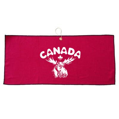 Canada Vintage Canada Flag Canadian Moose Large Microfiber Waffle Golf Towel