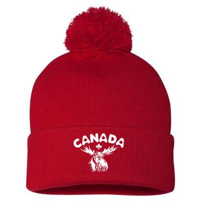 Canada Vintage Canada Flag Canadian Moose Pom Pom 12in Knit Beanie