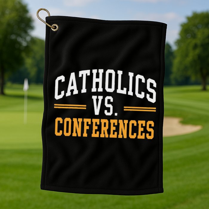 Catholics Vs Conferences Vintage Retro Style Golf Towel