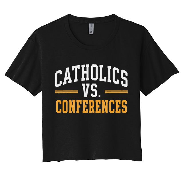 Catholics Vs Conferences Vintage Retro Style Crop Top
