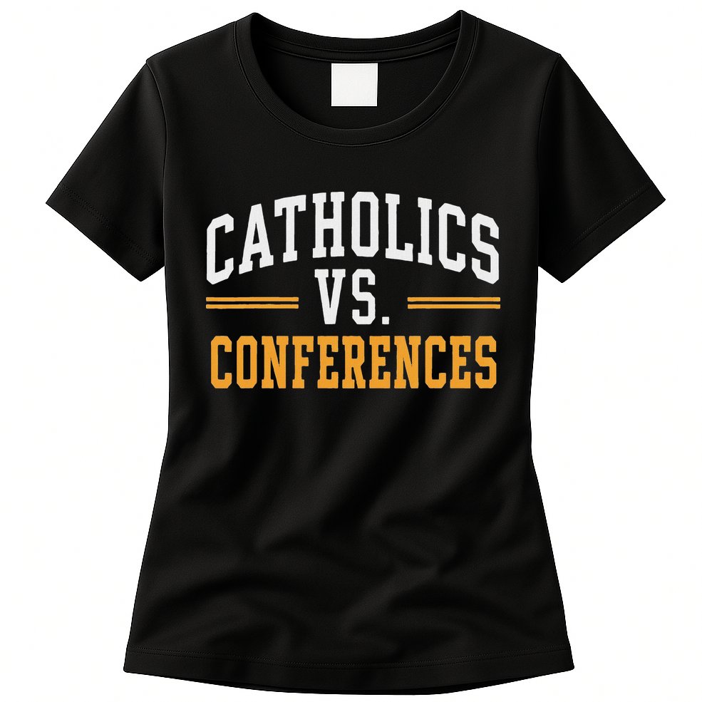 Catholics Vs Conferences Vintage Retro Style Womens T-Shirt