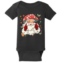 Cool Vintage Christmas Mushroom Santa Claus Face Baby Bodysuit