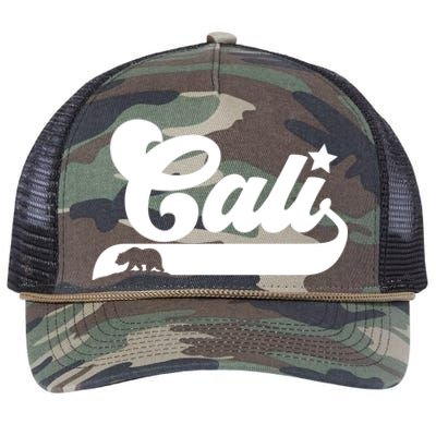 Cali Vintage California Bear Usa State Beauty Design Idea Gift Retro Rope Trucker Hat Cap