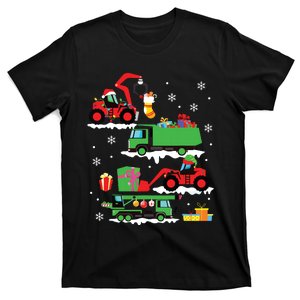 Construction Vehicle Christmas Red Trucks Winter Boy T-Shirt