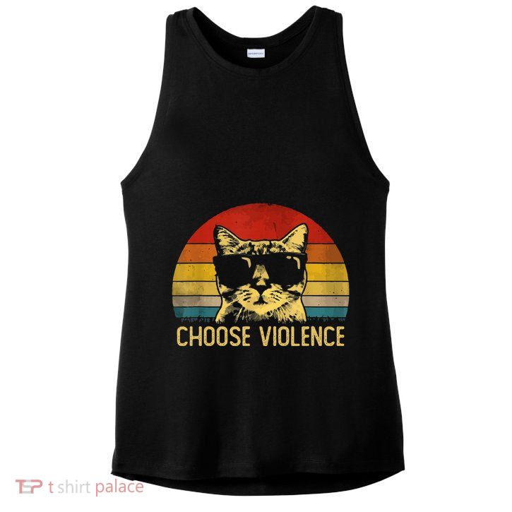 Choose Violence Cat Vintage Ladies PosiCharge Tri-Blend Wicking Tank