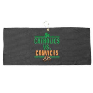 Catholics VS Convicts Funny Religion Large Microfiber Waffle Golf Towel