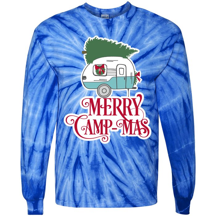 Christmas Vintage Camper Gift Merry Campmas Tie-Dye Long Sleeve Shirt