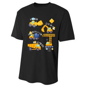 construction vehicles collage Performance Sprint T-Shirt