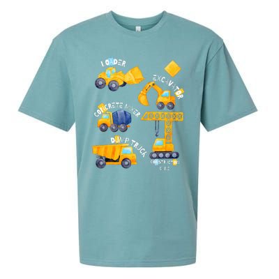 construction vehicles collage Sueded Cloud Jersey T-Shirt