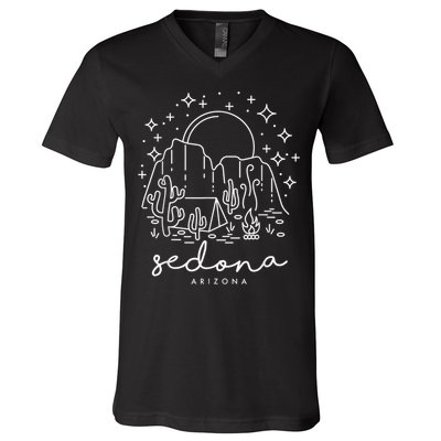 Cool Vintage Cactus Sedona Arizona Camping Souvenir V-Neck T-Shirt