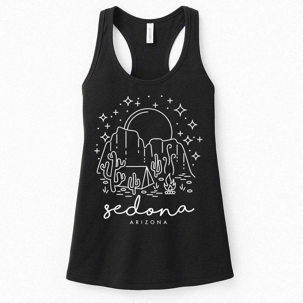 Cool Vintage Cactus Sedona Arizona Camping Souvenir Womens Tank Top