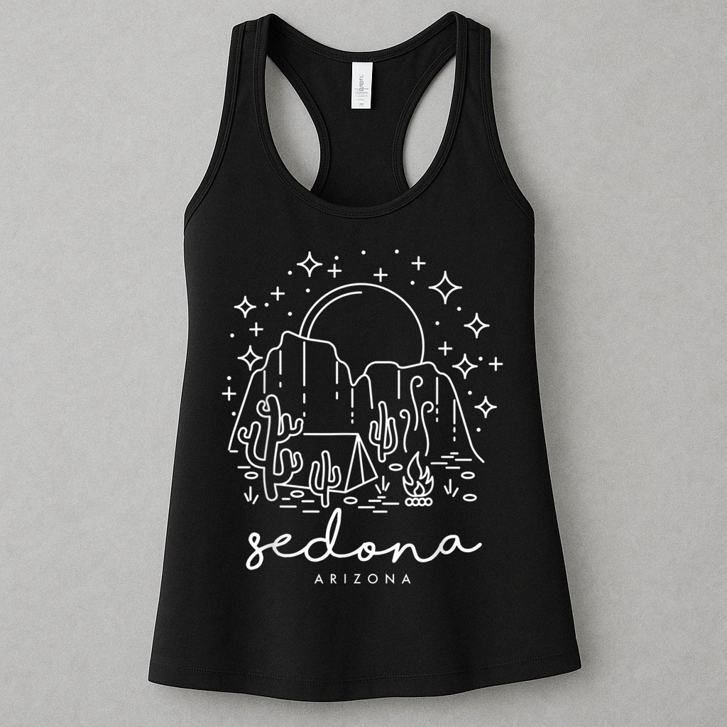 Cool Vintage Cactus Sedona Arizona Camping Souvenir Womens Tank Top