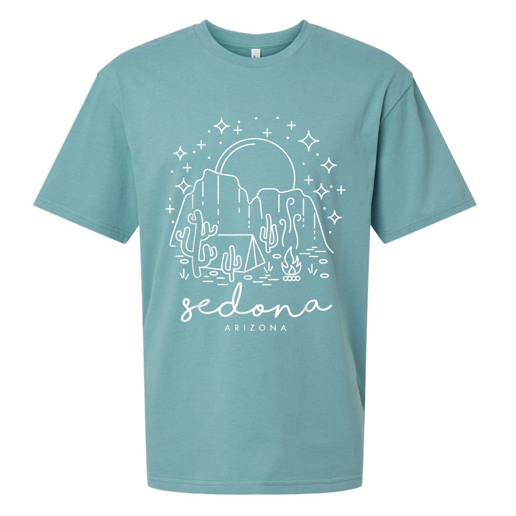 Cool Vintage Cactus Sedona Arizona Camping Souvenir Sueded Cloud Jersey T-Shirt