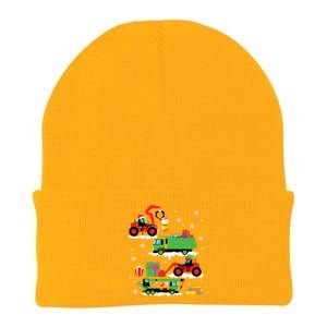 Construction Vehicle Christmas Red Trucks Winter Knit Cap Winter Beanie